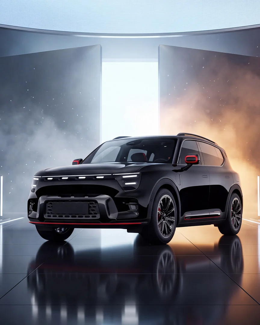 Illustrative dark smart #5 BRABUS-style SUV studio campaign image